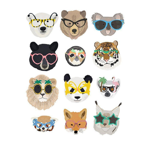 Big Cats In Fancy Glasses Gold Ornate Wood Framed Art Print with Double Matting by Melin, Hanna