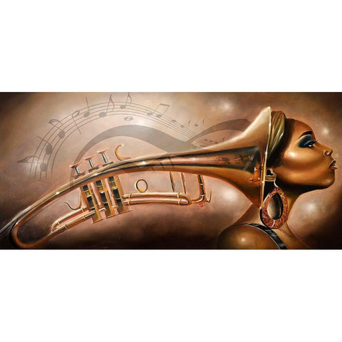 She Is Music Gold Ornate Wood Framed Art Print with Double Matting by Muhammad, Salaam