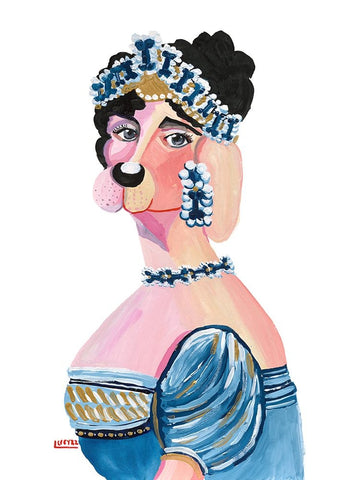 Empress Josephine Bone-Aparte Black Ornate Wood Framed Art Print with Double Matting by Marshall, Lucy