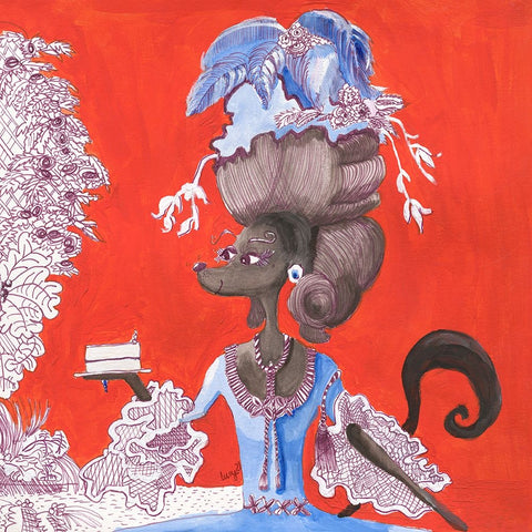 Madamoiselle Pepper Black Modern Wood Framed Art Print by Marshall, Lucy