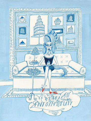 Marie Antoinmutt White Modern Wood Framed Art Print with Double Matting by Marshall, Lucy