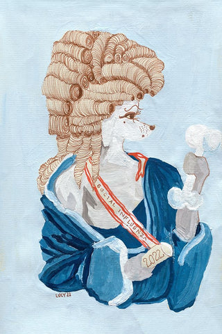 Parisien Poodle White Modern Wood Framed Art Print with Double Matting by Marshall, Lucy