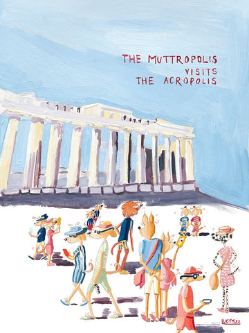 The Muttropolis Vists The Acropolis Black Modern Wood Framed Art Print by Marshall, Lucy