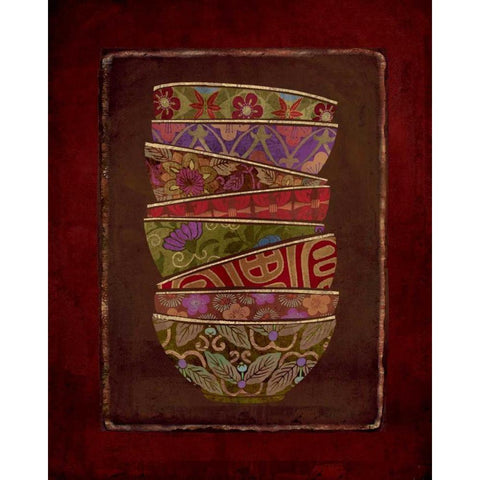 Asian Bowls I Gold Ornate Wood Framed Art Print with Double Matting by Maron, Linda