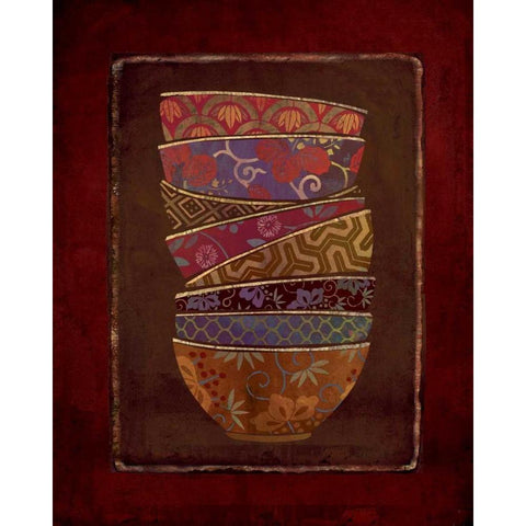 Asian Bowls II White Modern Wood Framed Art Print by Maron, Linda