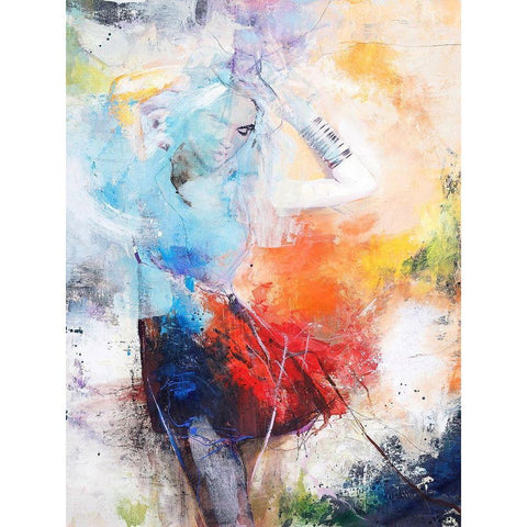 She Dances Black Modern Wood Framed Art Print by Design Fabrikken