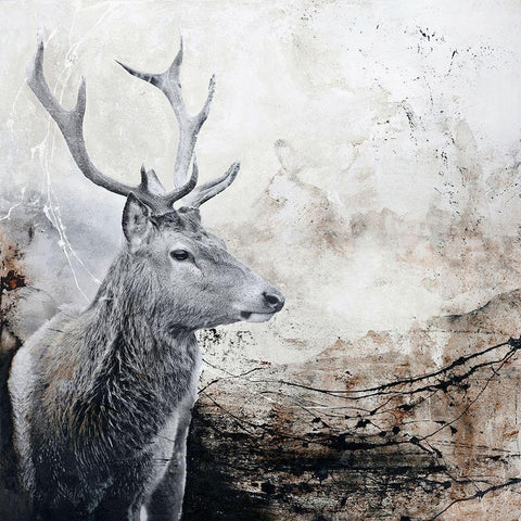 Outbreak Black Modern Wood Framed Art Print by Design Fabrikken