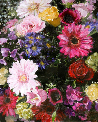 Dark Blossom White Modern Wood Framed Art Print with Double Matting by Design Fabrikken