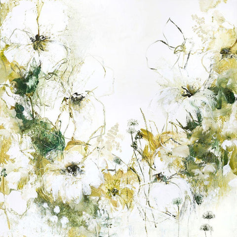 Flower Blush 3 Black Modern Wood Framed Art Print with Double Matting by Design Fabrikken