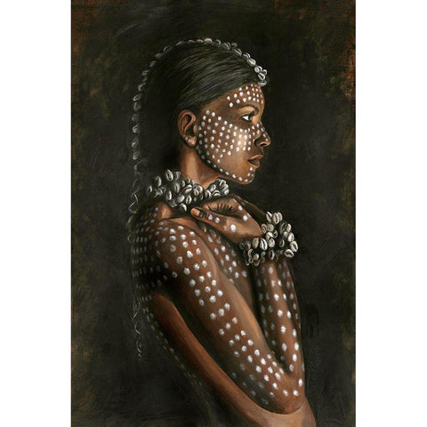 Tribal Woman Gold Ornate Wood Framed Art Print with Double Matting by Design Fabrikken