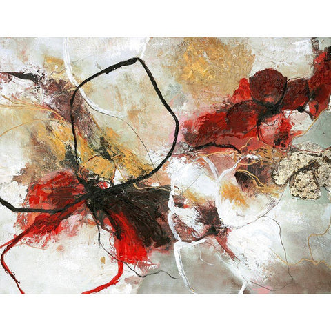 Flower Fall Black Modern Wood Framed Art Print by Design Fabrikken