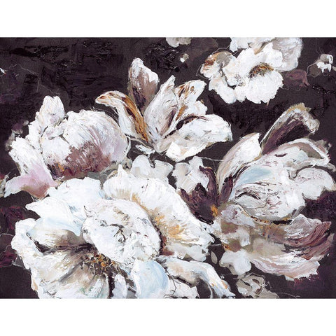 Dark Flower Black Modern Wood Framed Art Print with Double Matting by Design Fabrikken