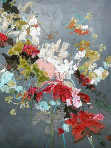 Abstract Floral 2 White Modern Wood Framed Art Print with Double Matting by Design Fabrikken