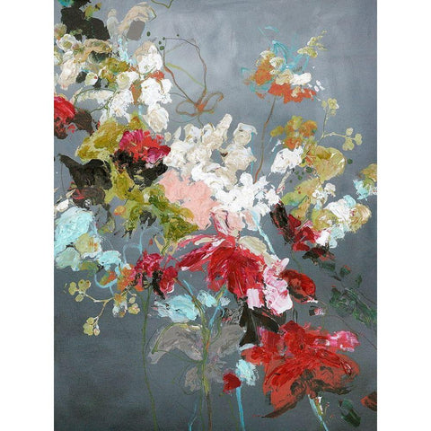 Abstract Floral 2 Black Modern Wood Framed Art Print with Double Matting by Design Fabrikken