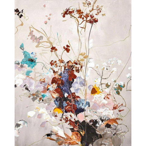 Fall Floral Black Modern Wood Framed Art Print by Design Fabrikken