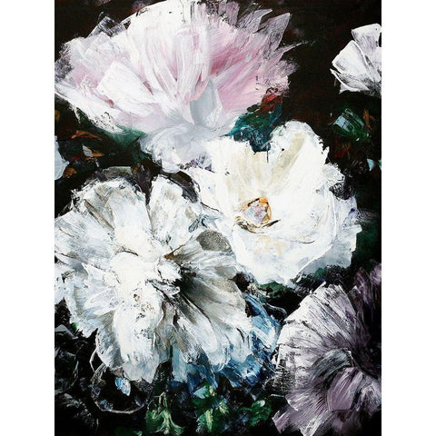 Soft Hue Flowers Black Modern Wood Framed Art Print with Double Matting by Design Fabrikken