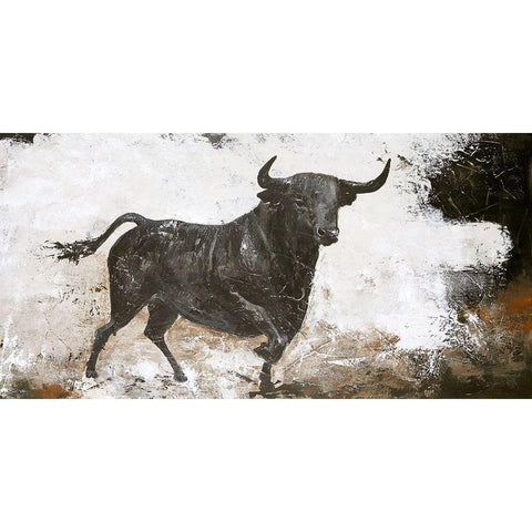 Black Bull Black Modern Wood Framed Art Print by Design Fabrikken