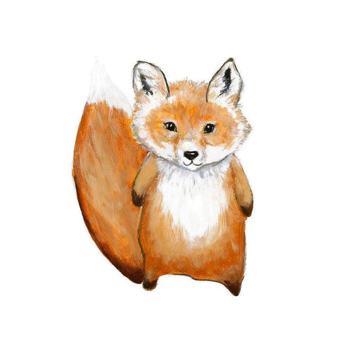 Little Fox Black Modern Wood Framed Art Print by Design Fabrikken