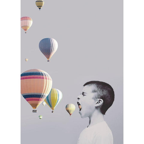 My Big Mouth Black Modern Wood Framed Art Print by Design Fabrikken