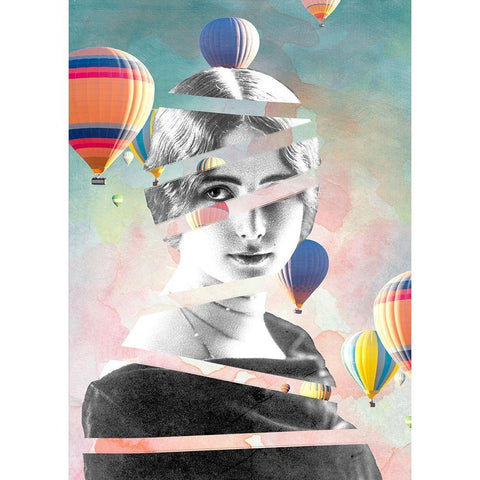 Cleo De Merode Baloons Black Modern Wood Framed Art Print with Double Matting by Design Fabrikken