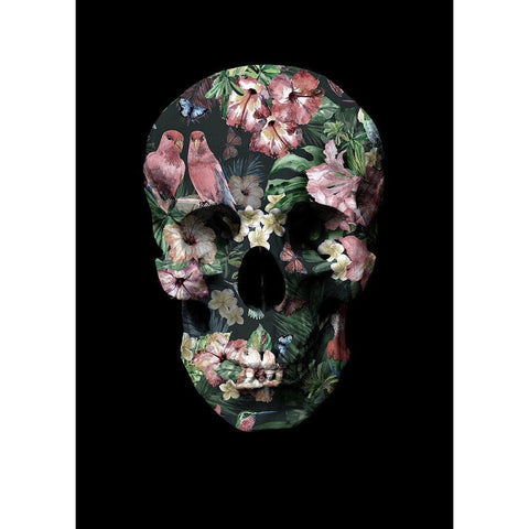 Tropic Skull White Modern Wood Framed Art Print by Design Fabrikken