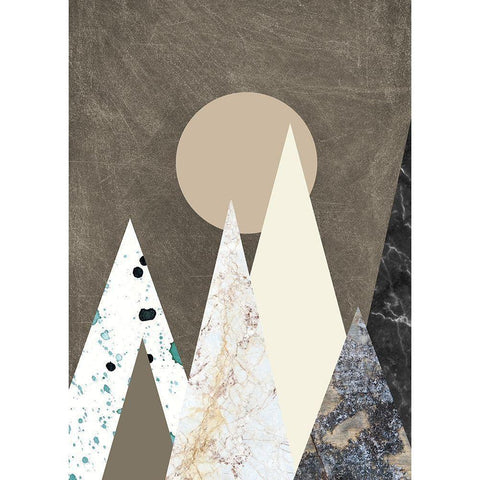 Peaks White Modern Wood Framed Art Print by Design Fabrikken