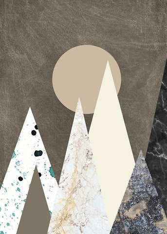 Peaks White Modern Wood Framed Art Print with Double Matting by Design Fabrikken
