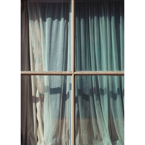 Curtain Black Modern Wood Framed Art Print with Double Matting by Design Fabrikken