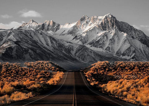 The Road 1 White Modern Wood Framed Art Print with Double Matting by Design Fabrikken