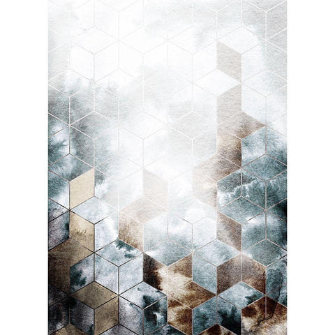 Cubes Magic Black Modern Wood Framed Art Print by Design Fabrikken