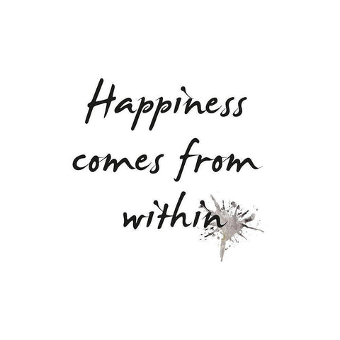 Happiness Black Modern Wood Framed Art Print by Design Fabrikken