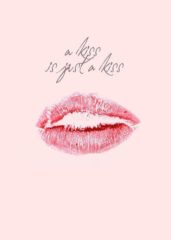 A Kiss Is Just a Kiss White Modern Wood Framed Art Print with Double Matting by Design Fabrikken