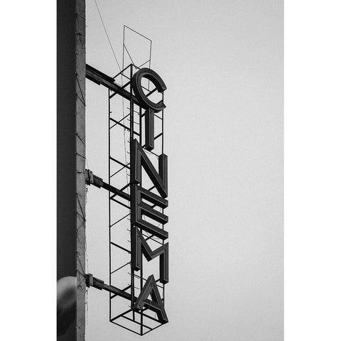 Cinema White Modern Wood Framed Art Print by Design Fabrikken