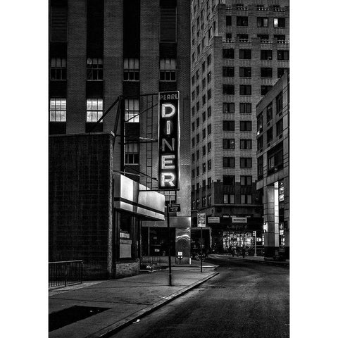 Diner Black Modern Wood Framed Art Print with Double Matting by Design Fabrikken