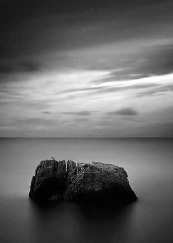 Rock One White Modern Wood Framed Art Print with Double Matting by Design Fabrikken