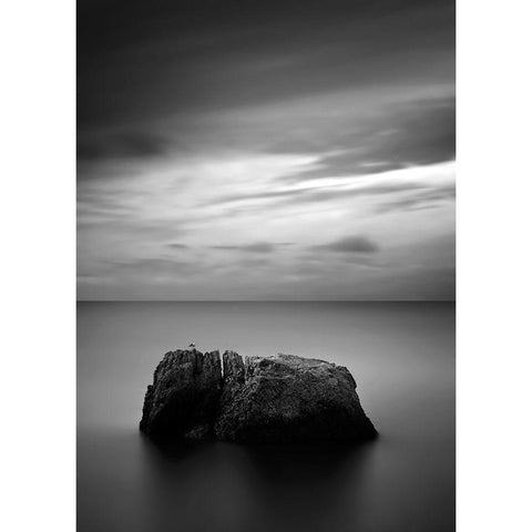 Rock One White Modern Wood Framed Art Print by Design Fabrikken