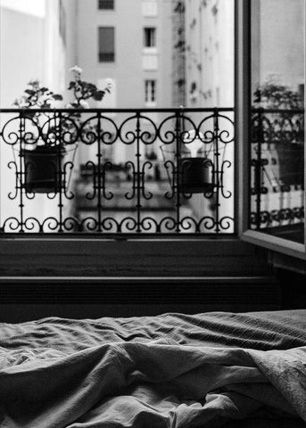 Balcony Black Ornate Wood Framed Art Print with Double Matting by Design Fabrikken