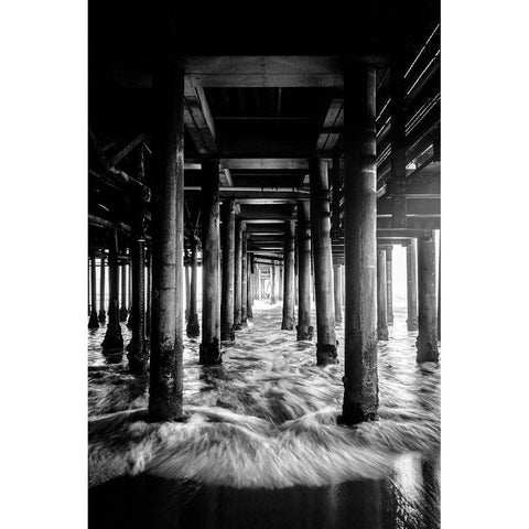 Under the Bridge White Modern Wood Framed Art Print by Design Fabrikken