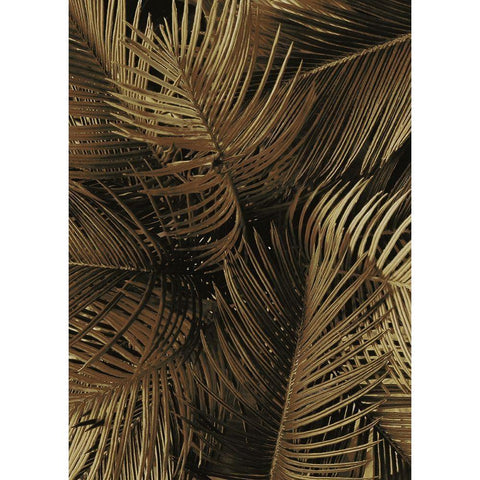 Golden Palm 2 Black Modern Wood Framed Art Print by Design Fabrikken
