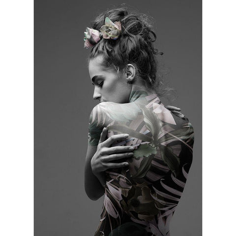 Jungle Fashion 1 White Modern Wood Framed Art Print by Design Fabrikken