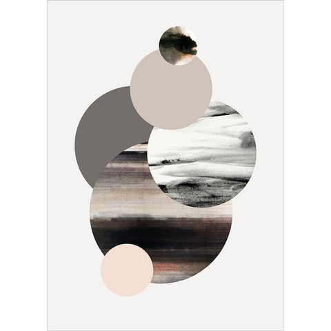 Circles 1 Black Modern Wood Framed Art Print by Design Fabrikken