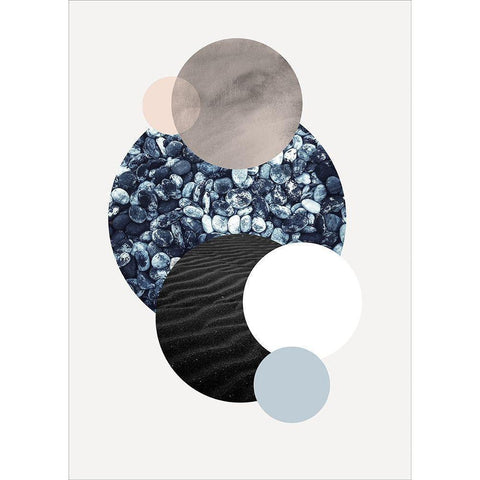 Circles 2 Black Modern Wood Framed Art Print by Design Fabrikken