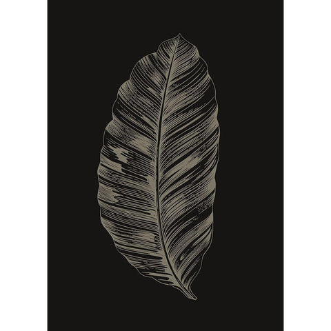 Black Leaf Gold Ornate Wood Framed Art Print with Double Matting by Design Fabrikken