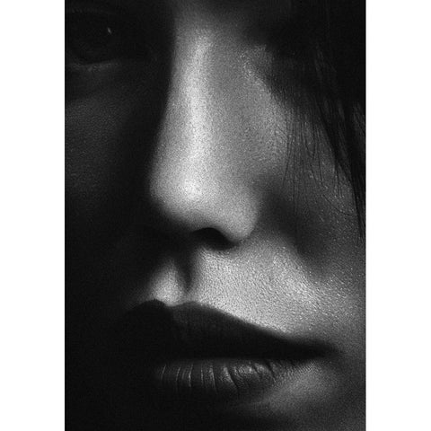 Face 2 Black Modern Wood Framed Art Print by Design Fabrikken