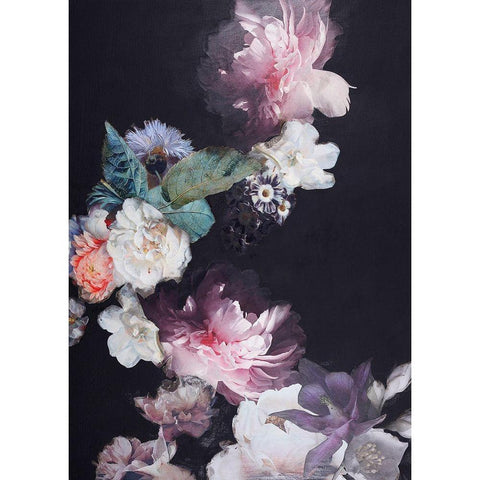 Purple Blossom 1 Black Modern Wood Framed Art Print with Double Matting by Design Fabrikken