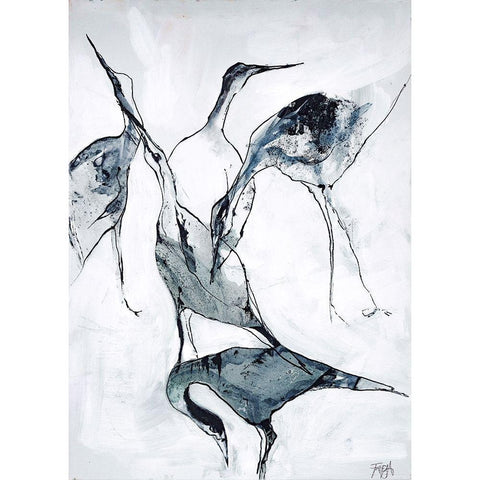 Crane 1 Black Modern Wood Framed Art Print by Design Fabrikken