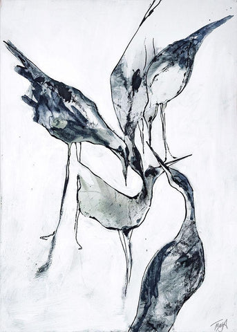 Crane 2 White Modern Wood Framed Art Print with Double Matting by Design Fabrikken