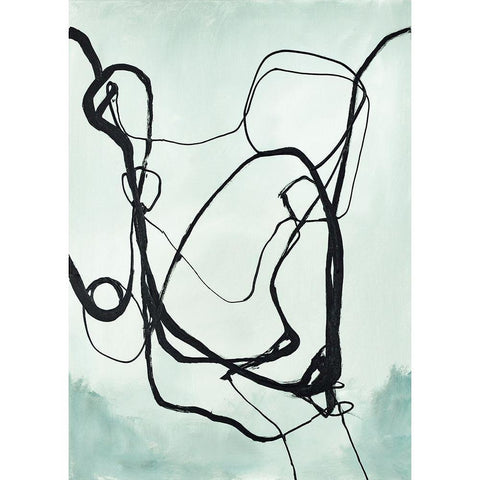 Fine Line 2 Black Modern Wood Framed Art Print by Design Fabrikken