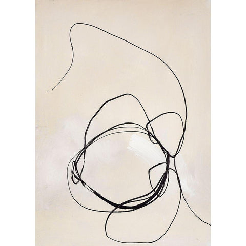 Fine Line 5 Black Modern Wood Framed Art Print with Double Matting by Design Fabrikken