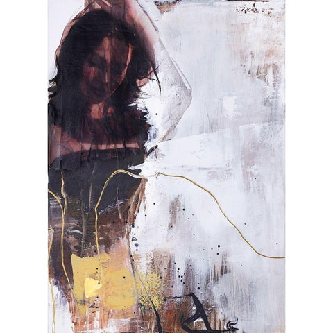Yellow Era 1 Black Modern Wood Framed Art Print by Design Fabrikken